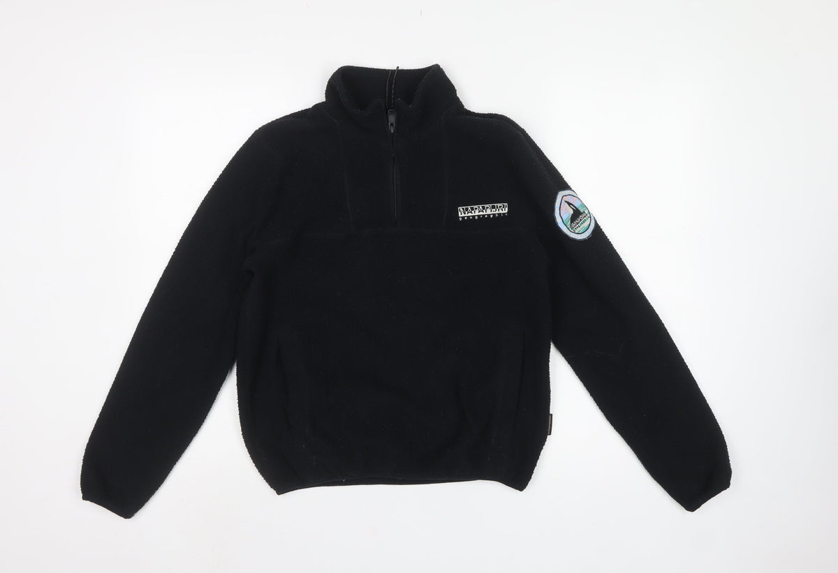 Napapijri Men’s Black XS 1/2 Zip Fleece Pullover Sweatshirt