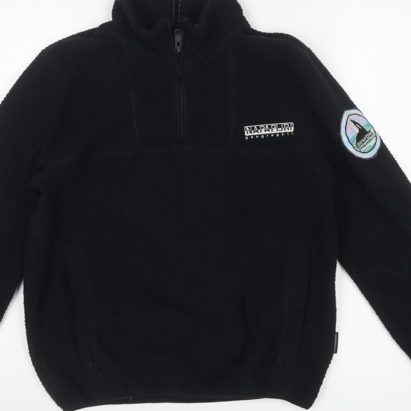 Napapijri Men’s Black XS 1/2 Zip Fleece Pullover Sweatshirt