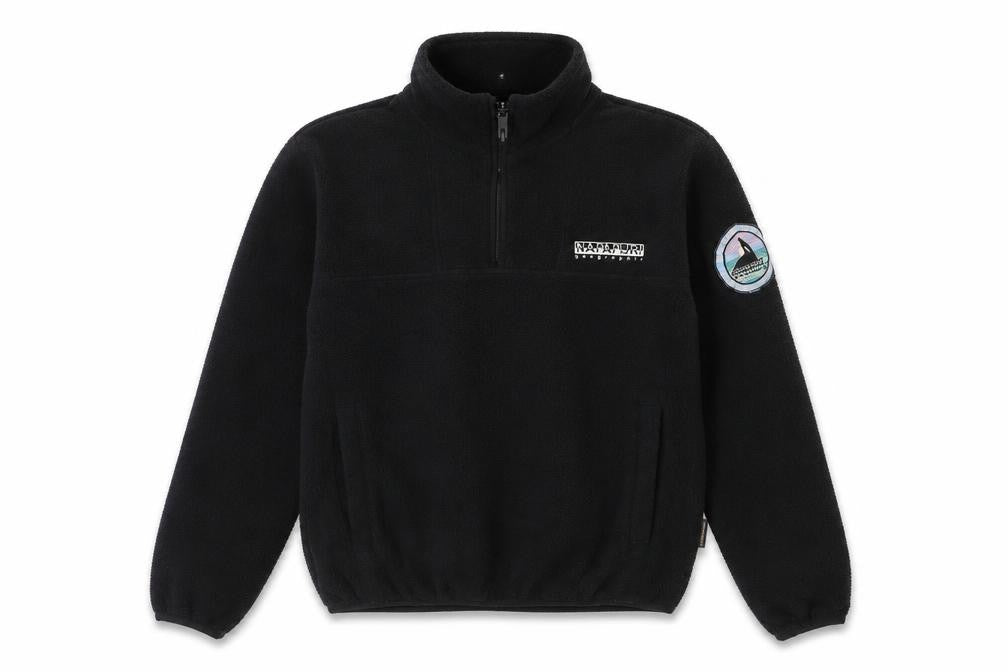 Napapijri Men’s Black XS 1/2 Zip Fleece Pullover Sweatshirt