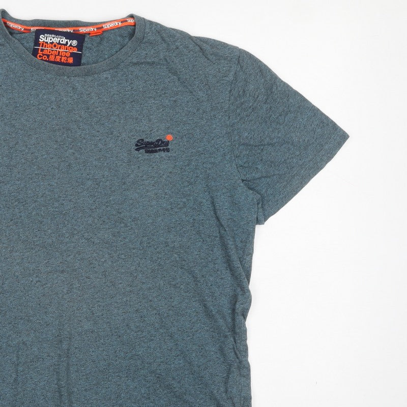 Superdry Men’s Blue 2XL Orange Label Logo Crew Neck T-Shirt