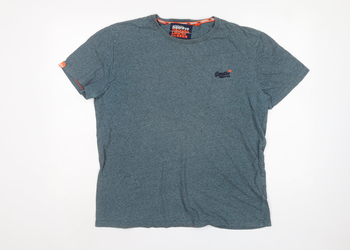 Superdry Men’s Blue 2XL Orange Label Logo Crew Neck T-Shirt