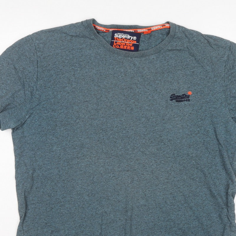 Superdry Men’s Blue 2XL Orange Label Logo Crew Neck T-Shirt