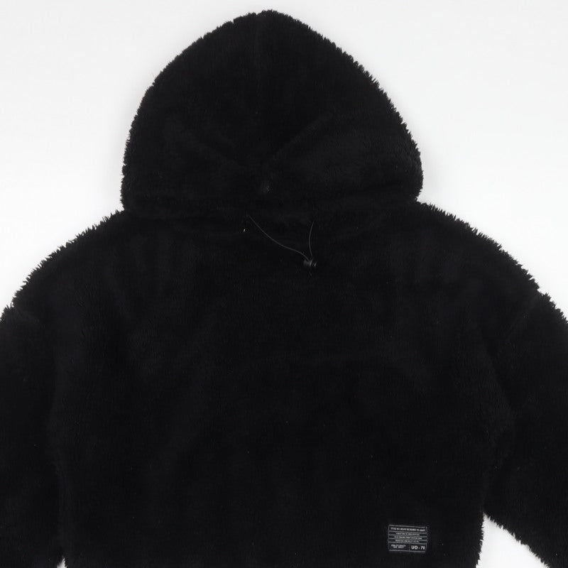 Women's Black S/M Teddy Fleece Hooded Pullover Hoodie