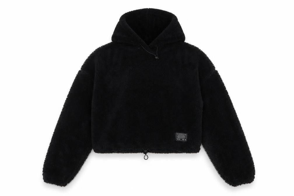 Women's Black S/M Teddy Fleece Hooded Pullover Hoodie