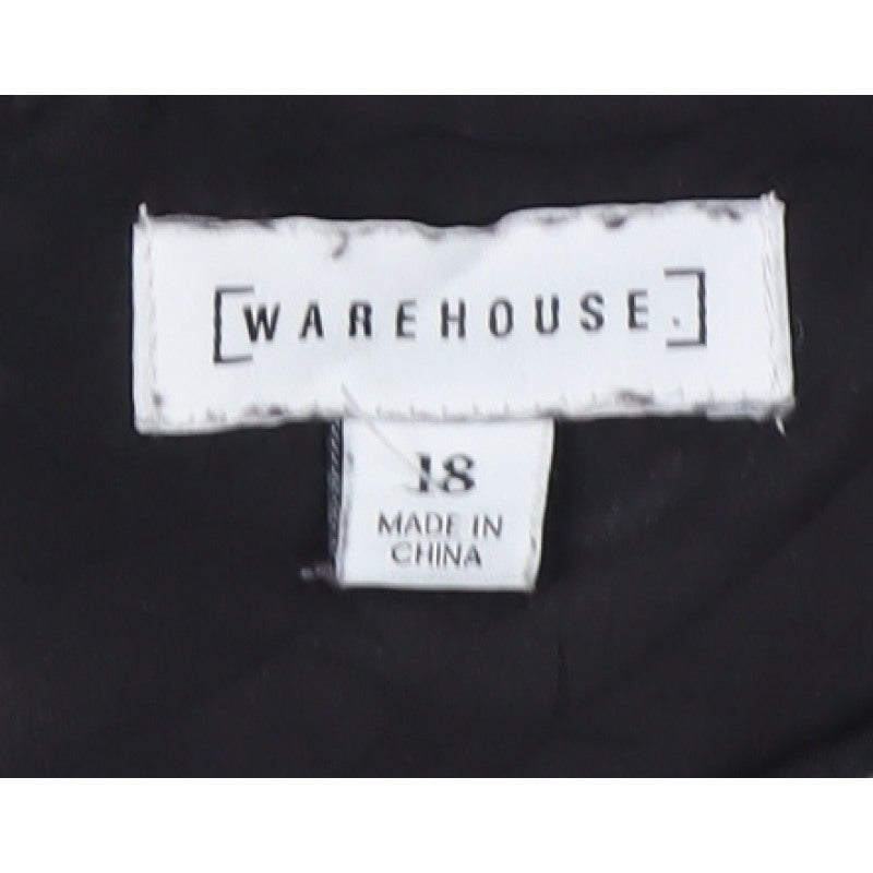 Warehouse Women Black Grey Herringbone Peplum Sheath Dress UK 18