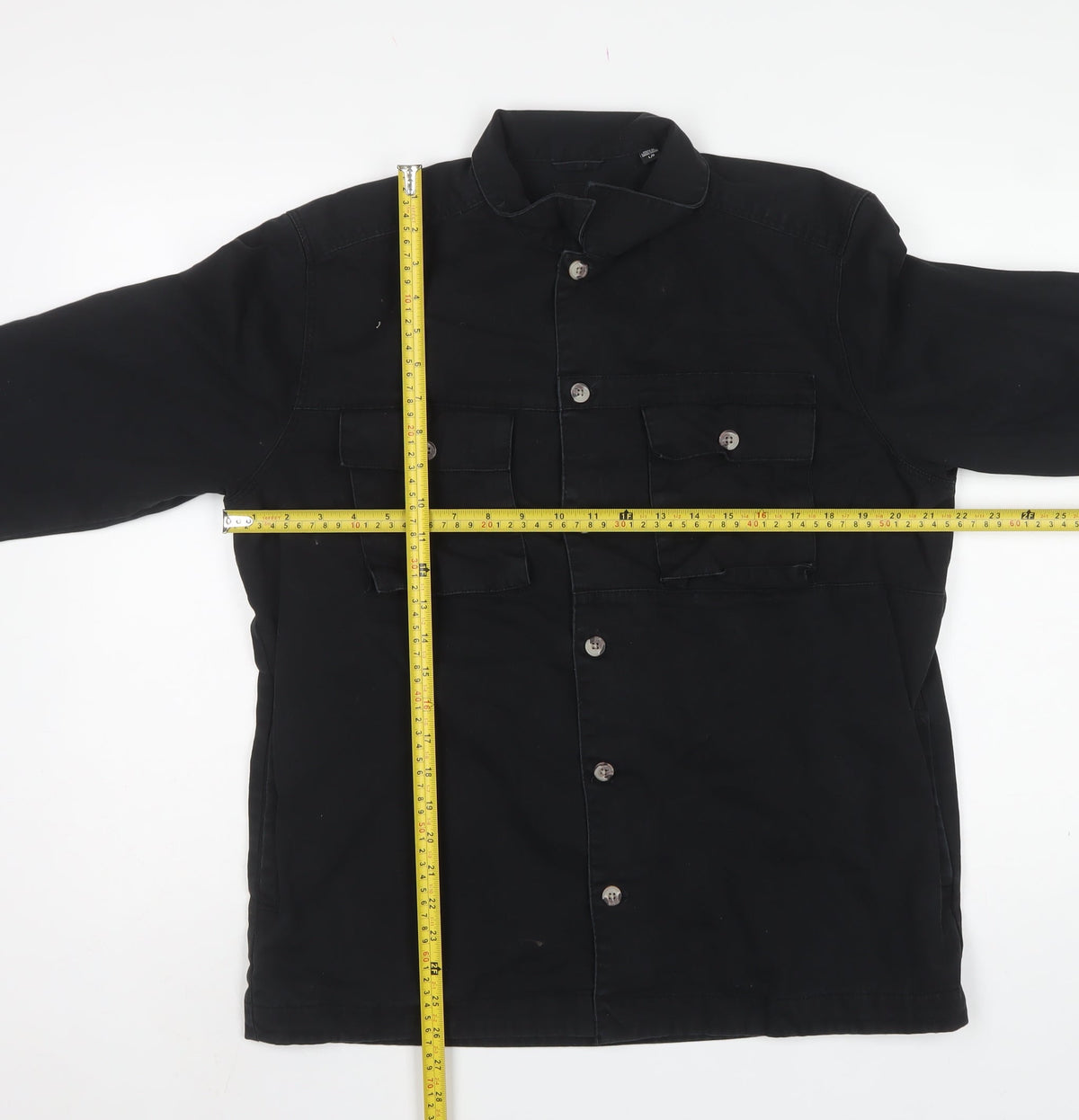 Only & Sons Men’s Black L Relaxed Fit Button-Up Overshirt