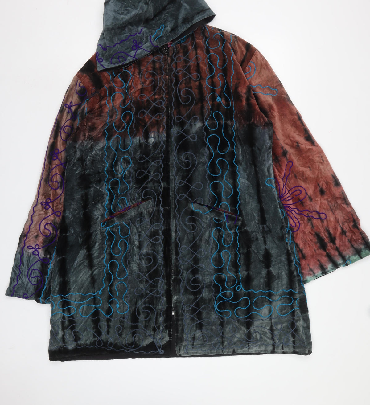 Nomads Women’s Multicoloured XL Hooded Embroidered Cotton Zip Jacket