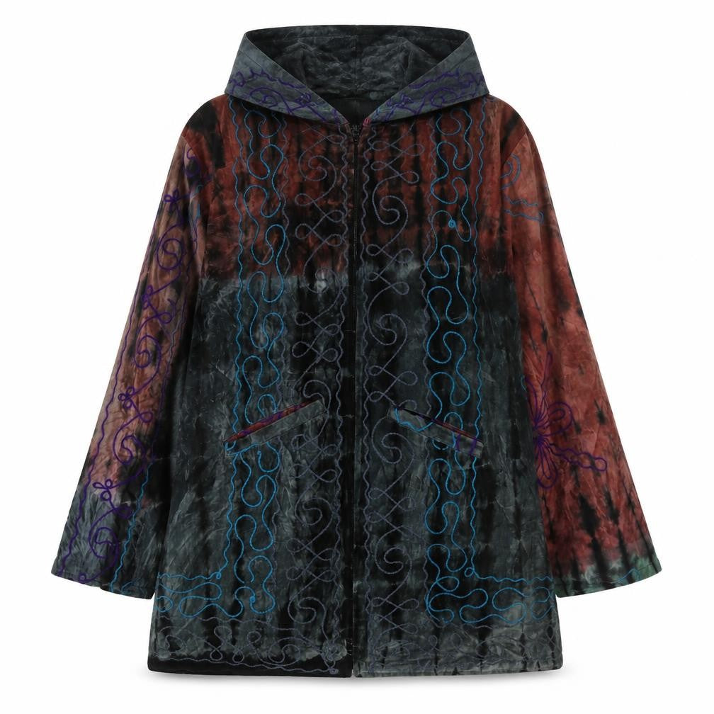 Nomads Women’s Multicoloured XL Hooded Embroidered Cotton Zip Jacket