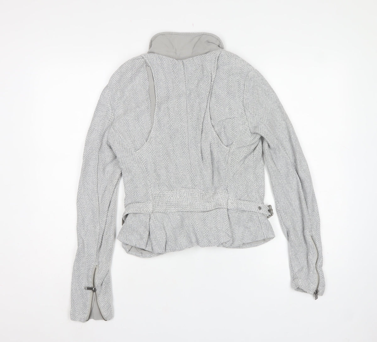 Diesel Women’s Grey Herringbone Biker Jacket Size S Cotton