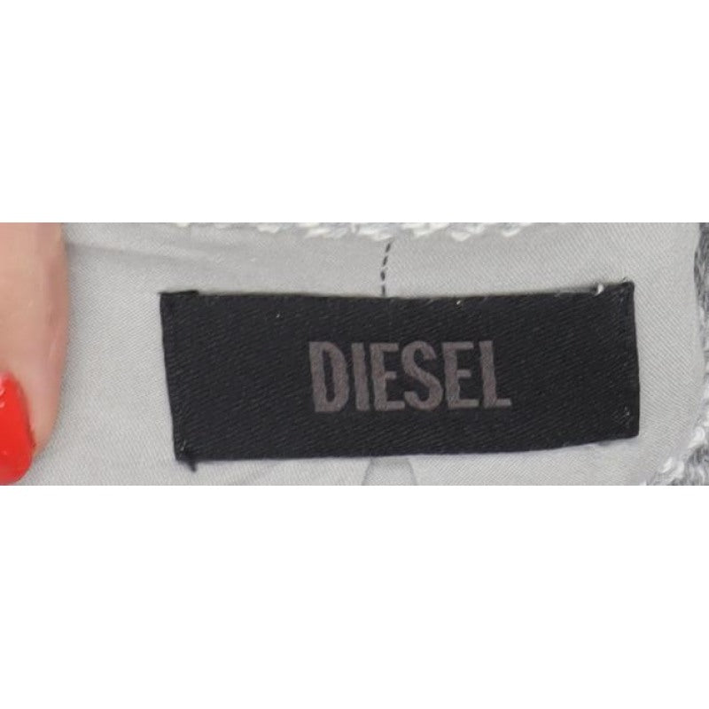Diesel Women’s Grey Herringbone Biker Jacket Size S Cotton
