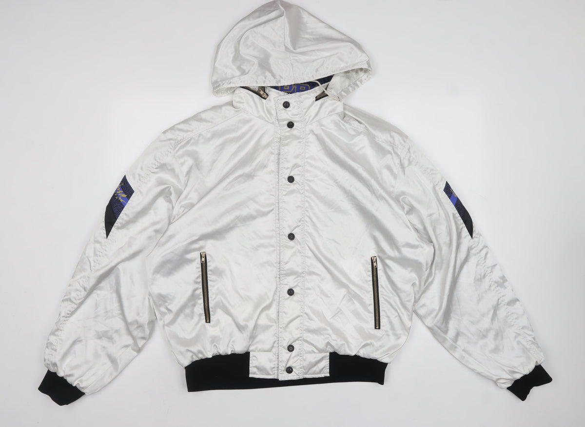 Kappa Men's White XL Vintage Hooded Windbreaker Jacket