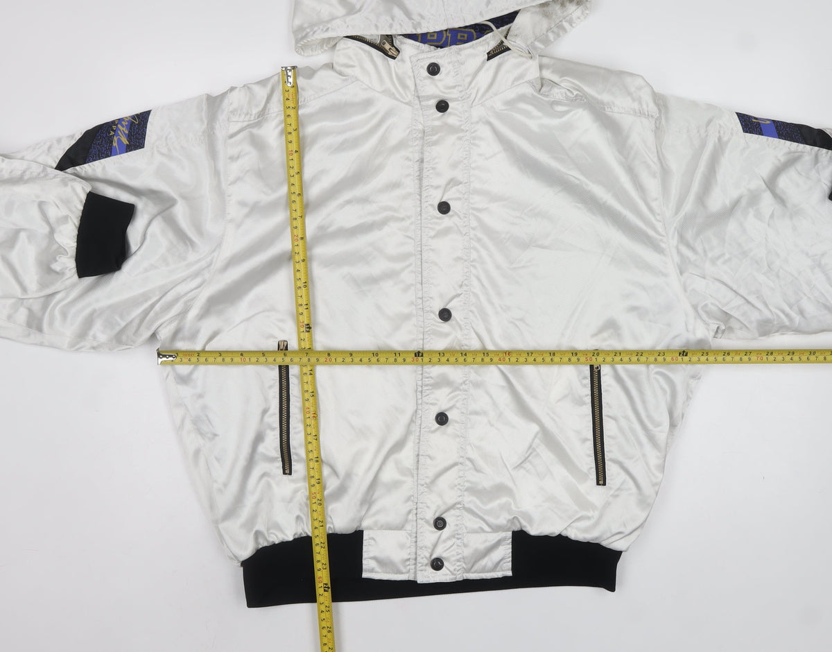 Kappa Men's White XL Vintage Hooded Windbreaker Jacket