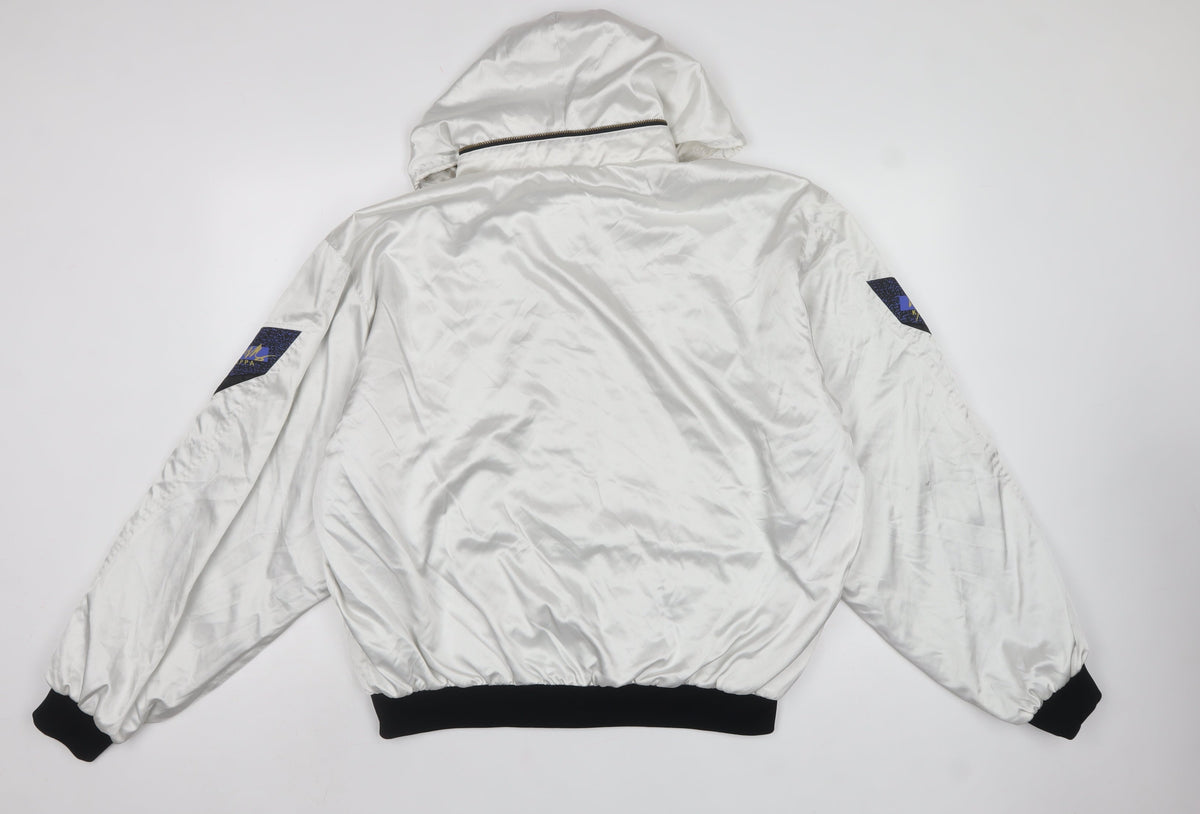 Kappa Men's White XL Vintage Hooded Windbreaker Jacket