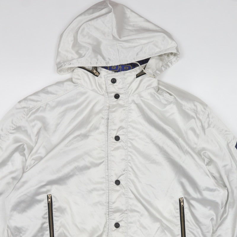 Kappa Men's White XL Vintage Hooded Windbreaker Jacket