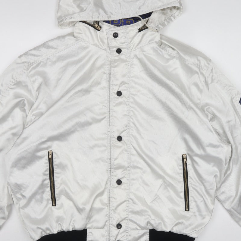Kappa Men's White XL Vintage Hooded Windbreaker Jacket