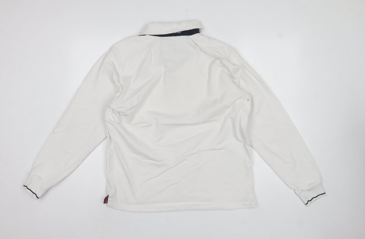 Rugby Heritage Men’s White England Rose Long Sleeve Polo Shirt L