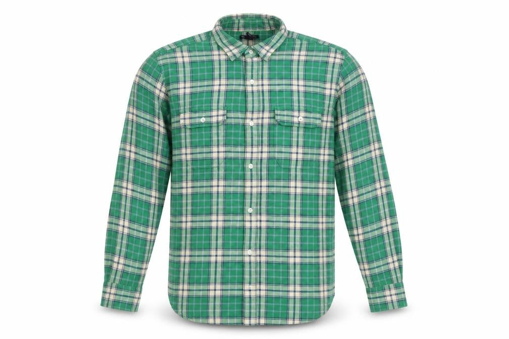 Gap Men’s Green Plaid Flannel Button-Down Shirt L Classic Fit