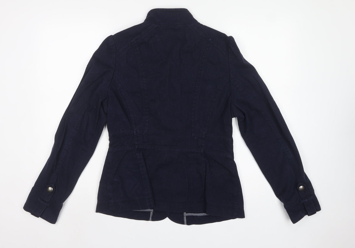 H&M Women’s Blue UK 12 Military Style Cotton Jacket Zip Pockets