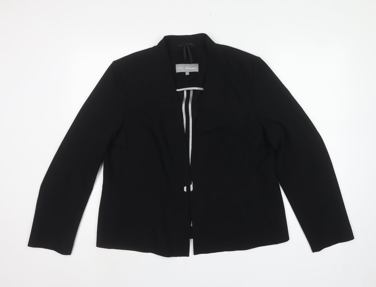Marks and Spencer Women Black UK 18 Tailored Stretch Blazer