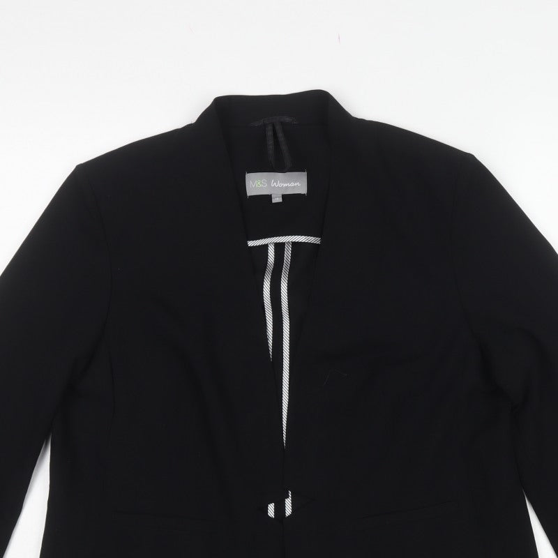 Marks and Spencer Women Black UK 18 Tailored Stretch Blazer