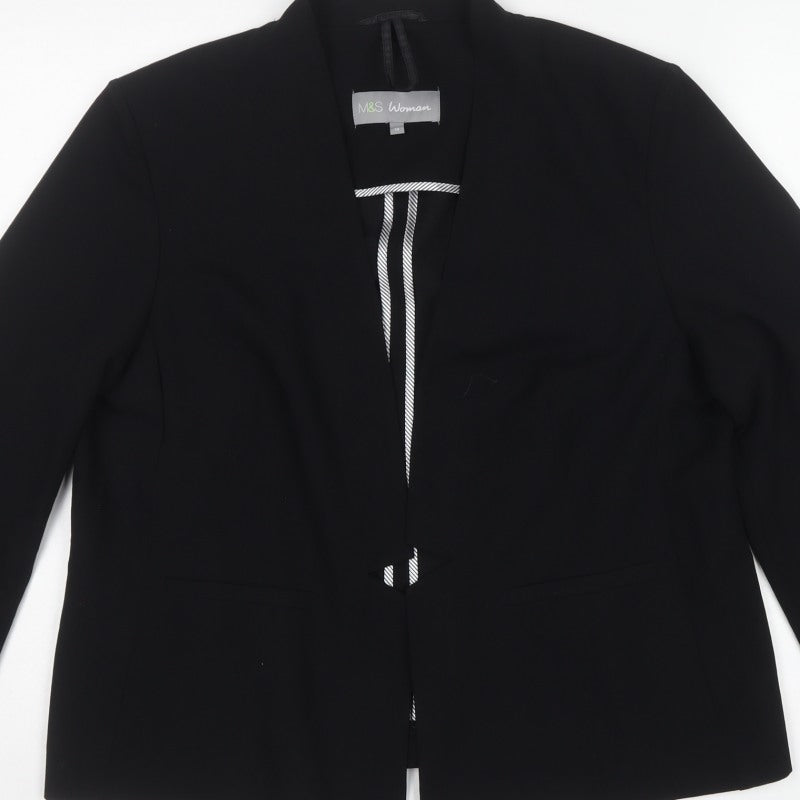 Marks and Spencer Women Black UK 18 Tailored Stretch Blazer