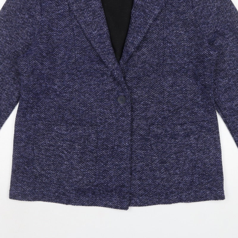 Damart Women’s Blue UK 20 Knit Single-Breasted Blazer Jacket