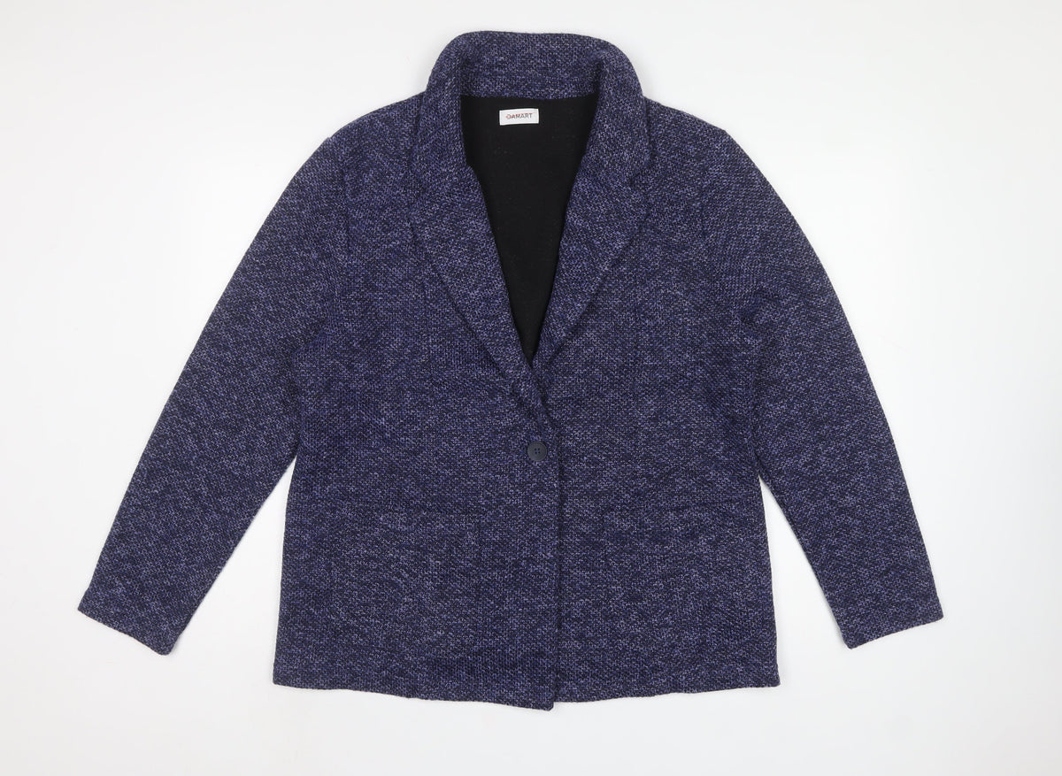 Damart Women’s Blue UK 20 Knit Single-Breasted Blazer Jacket