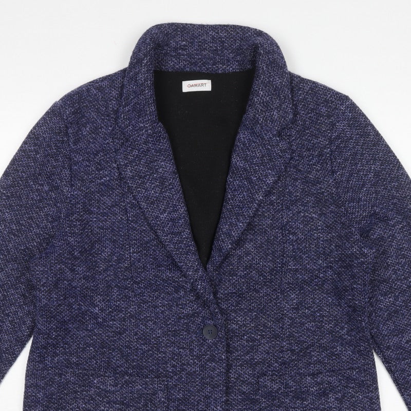 Damart Women’s Blue UK 20 Knit Single-Breasted Blazer Jacket