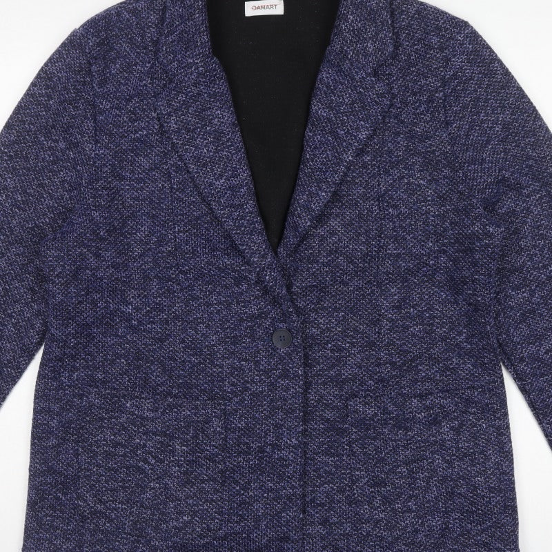 Damart Women’s Blue UK 20 Knit Single-Breasted Blazer Jacket