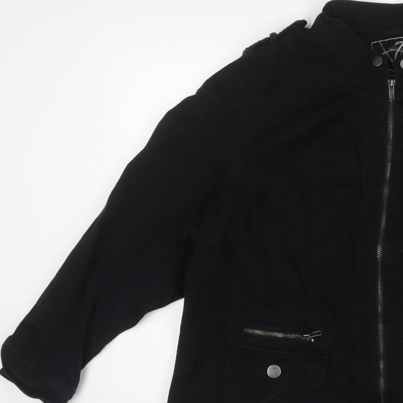 Evans Women Black UK 26/28 Military Jacket Cotton Blend Full Zip