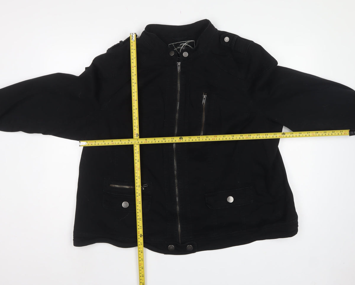 Evans Women Black UK 26/28 Military Jacket Cotton Blend Full Zip