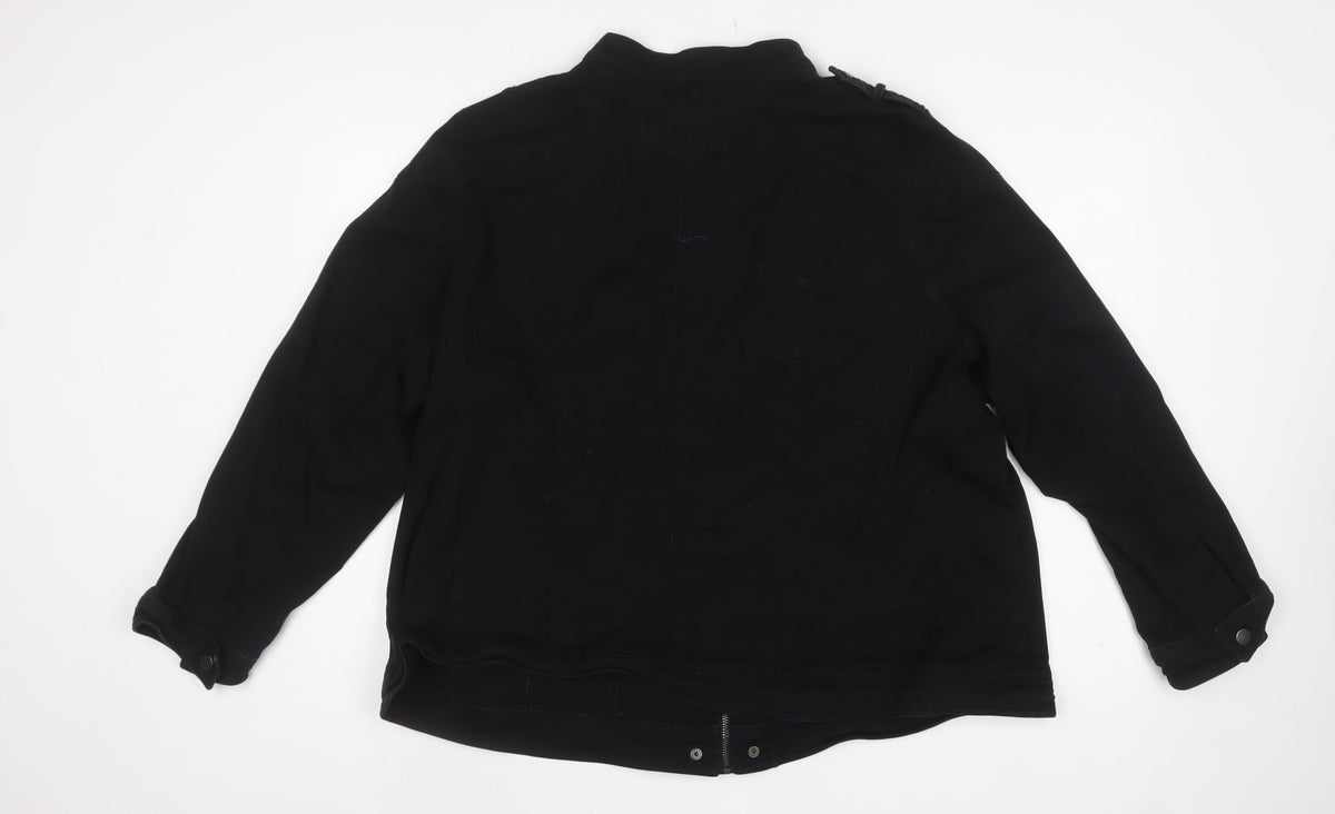 Evans Women Black UK 26/28 Military Jacket Cotton Blend Full Zip