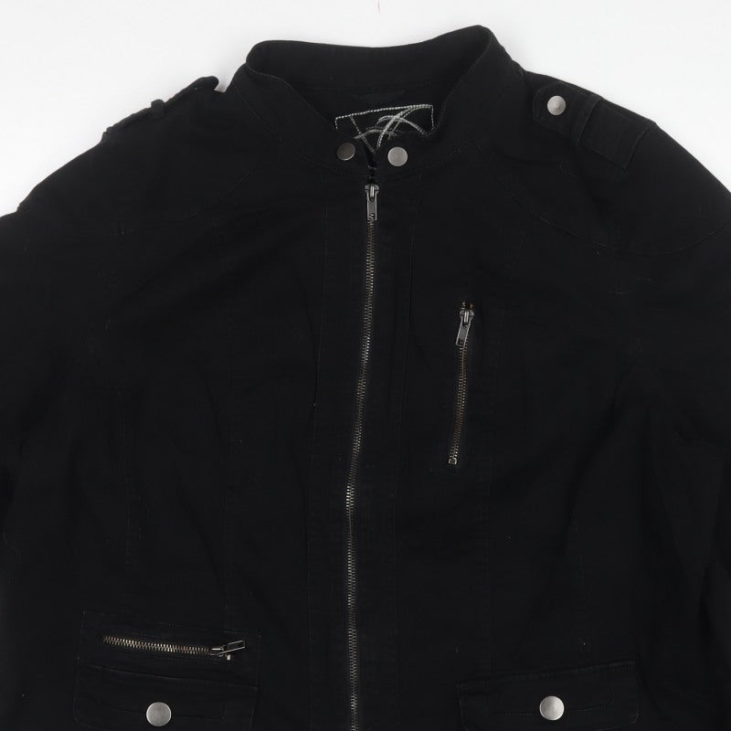 Evans Women Black UK 26/28 Military Jacket Cotton Blend Full Zip