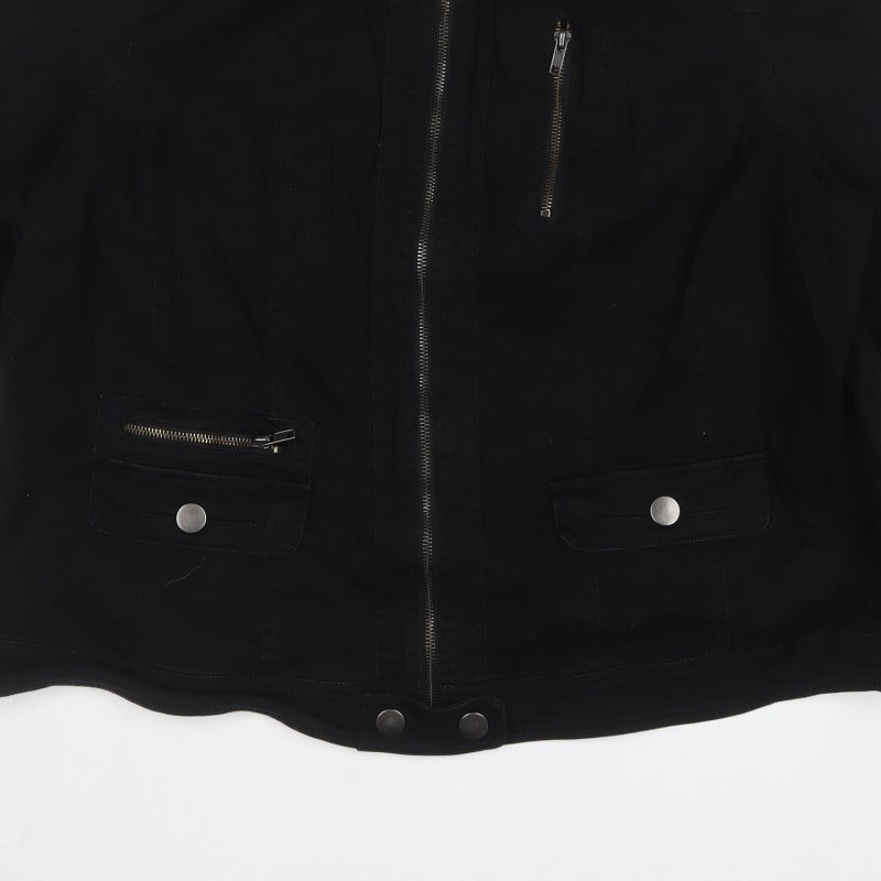 Evans Women Black UK 26/28 Military Jacket Cotton Blend Full Zip