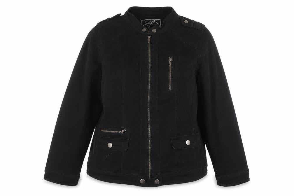 Evans Women Black UK 26/28 Military Jacket Cotton Blend Full Zip