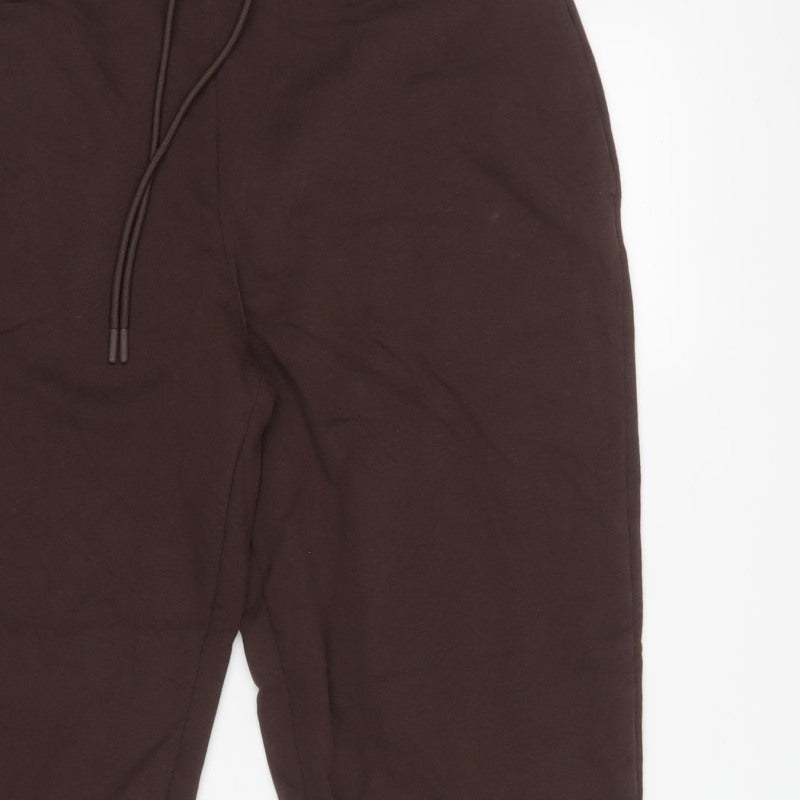 M&S Women’s Brown UK 16 Regular Cotton Blend Cuffed Jogger Trousers
