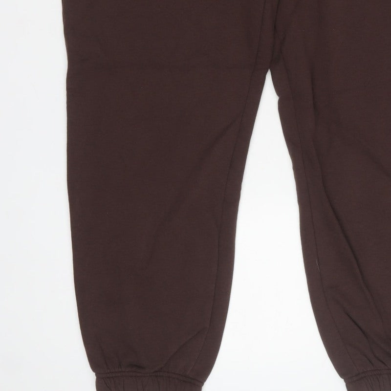 M&S Women’s Brown UK 16 Regular Cotton Blend Cuffed Jogger Trousers