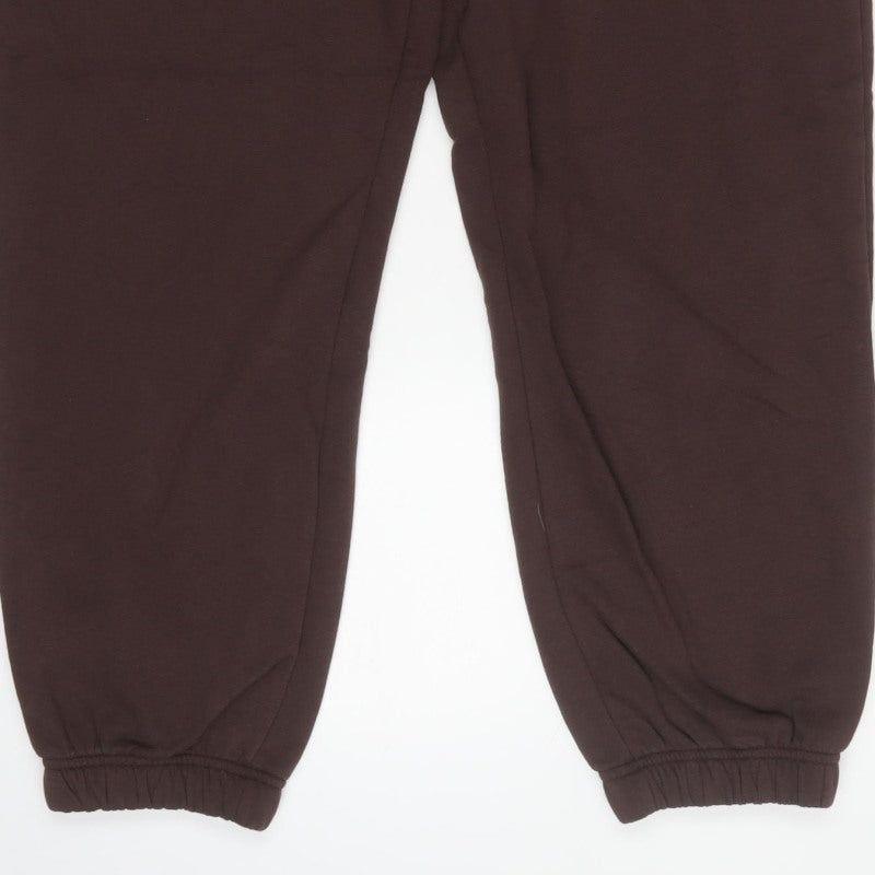 M&S Women’s Brown UK 16 Regular Cotton Blend Cuffed Jogger Trousers