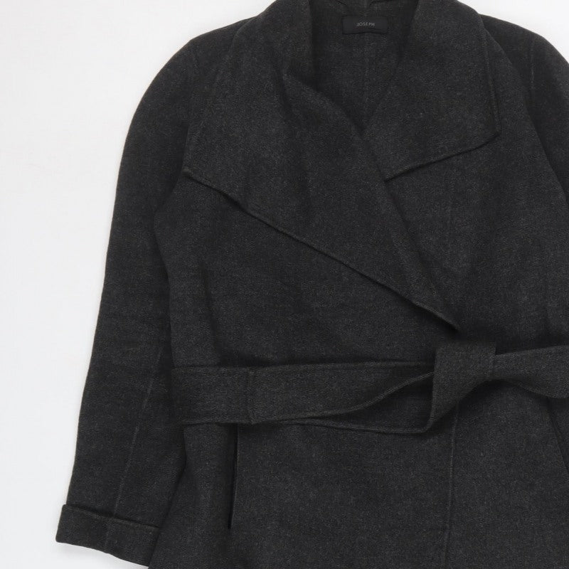 Joseph Women’s Grey Wool Cashmere Belted Long Overcoat UK 10