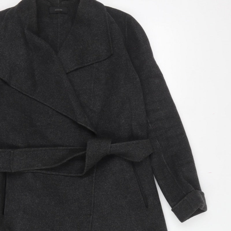 Joseph Women’s Grey Wool Cashmere Belted Long Overcoat UK 10