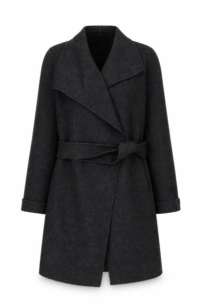 Joseph Women’s Grey Wool Cashmere Belted Long Overcoat UK 10