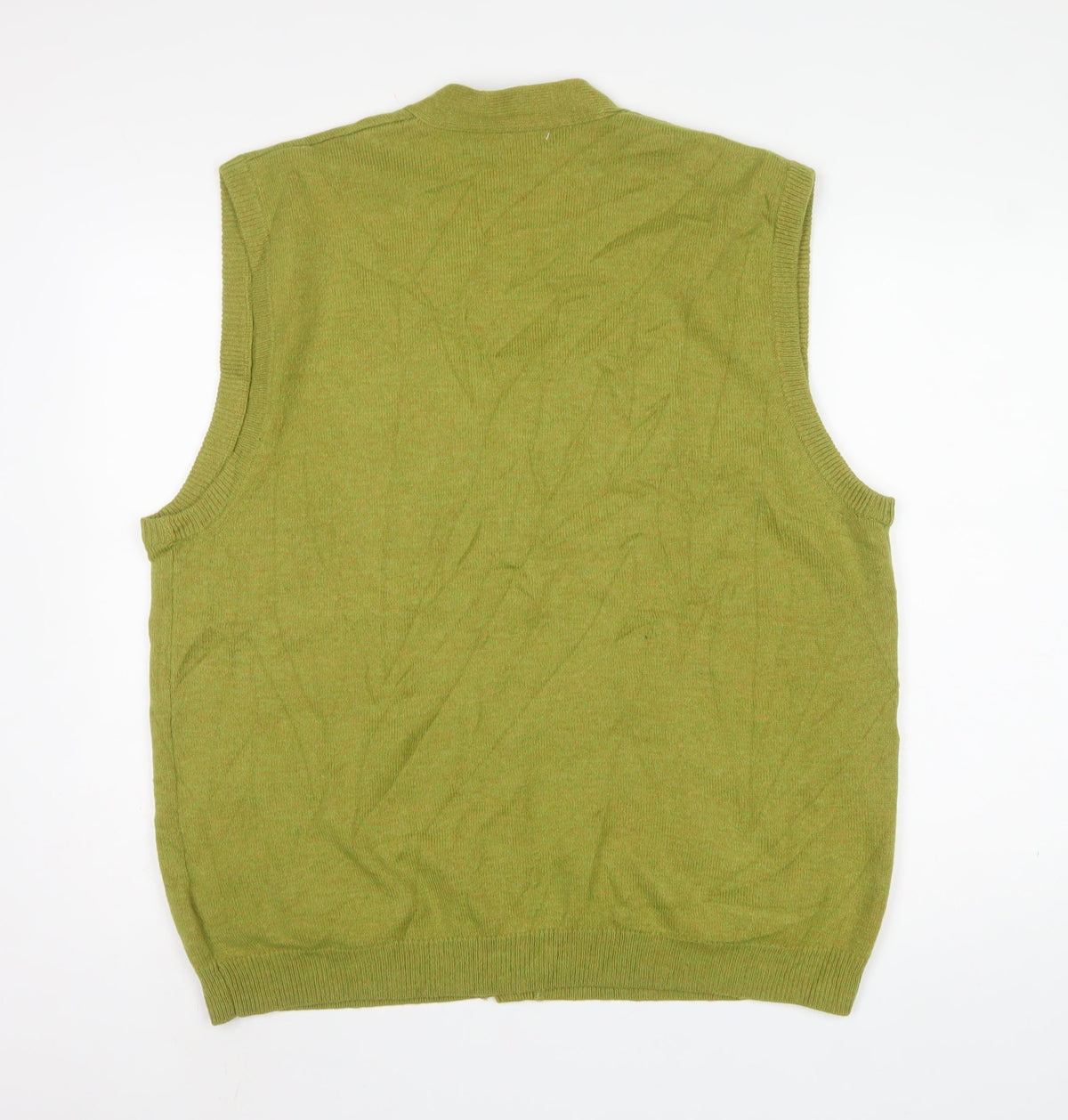 WoolOvers Men’s Green XL Pure Wool Button V-Neck Cardigan Vest