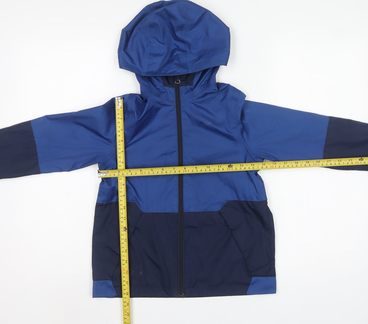 Quechua Boys Blue 10 Years Hooded Colourblock Windbreaker Jacket