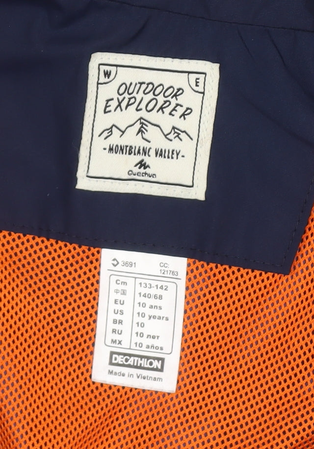 Quechua Boys Blue 10 Years Hooded Colourblock Windbreaker Jacket
