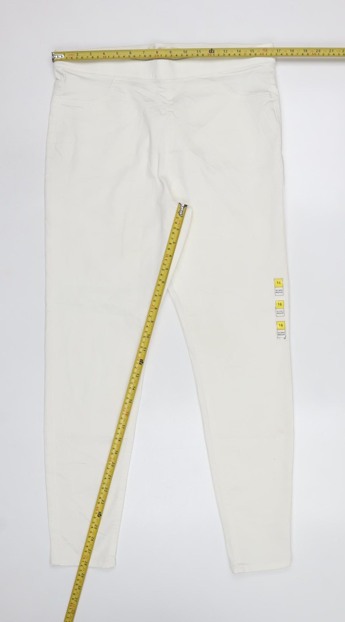 M&S Women’s Ivory Jeggings Size 16 Regular Stretch Slim Jeans