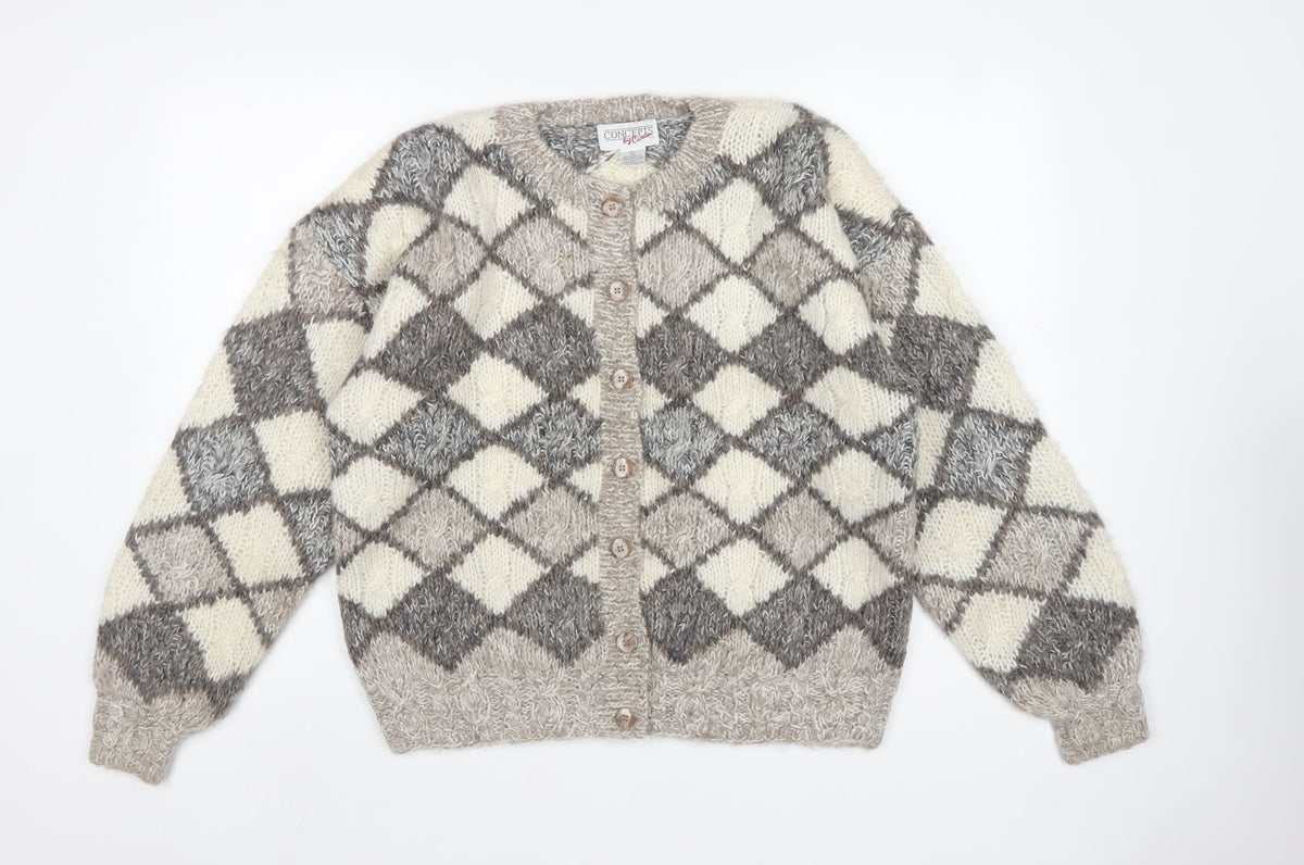Concepts by Claiborne Women Multicoloured S Argyle Knit Cardigan