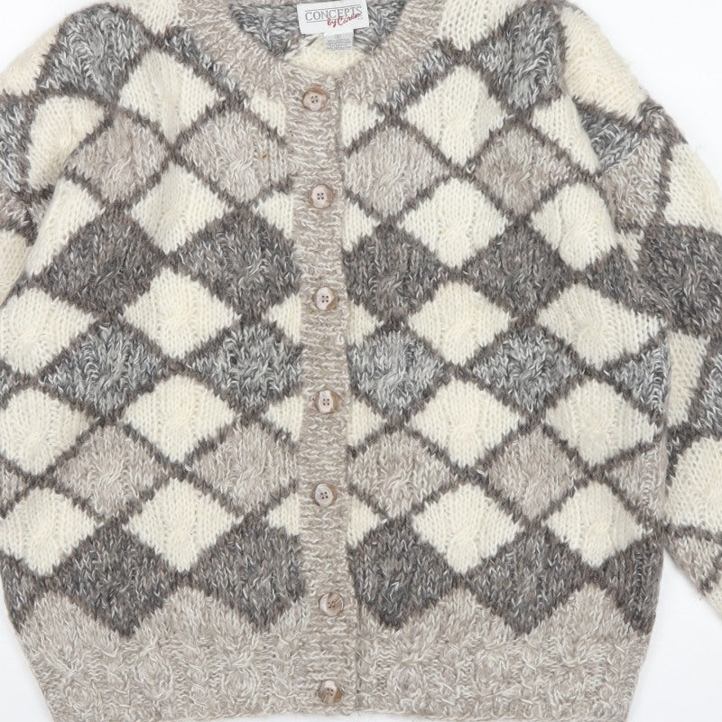 Concepts by Claiborne Women Multicoloured S Argyle Knit Cardigan