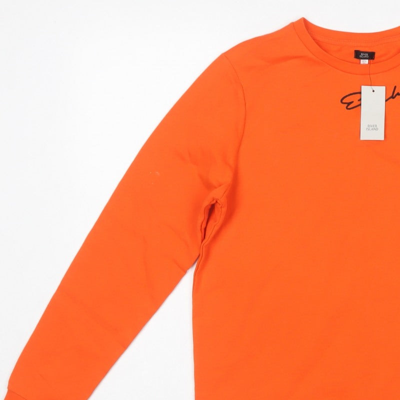 River Island Boys Orange Logo Sweatshirt 13-14 Years Crew Neck NWT