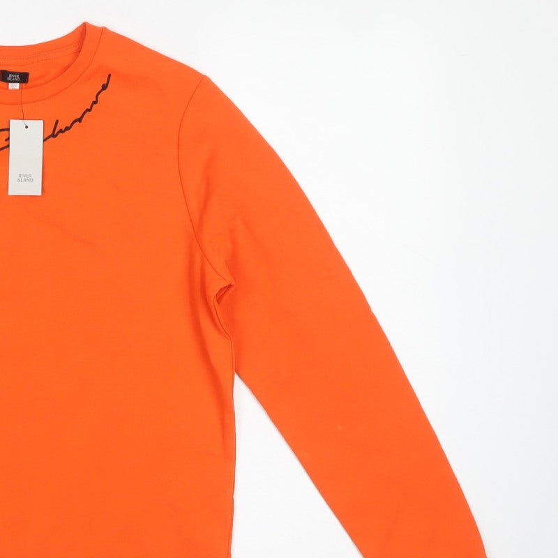 River Island Boys Orange Logo Sweatshirt 13-14 Years Crew Neck NWT