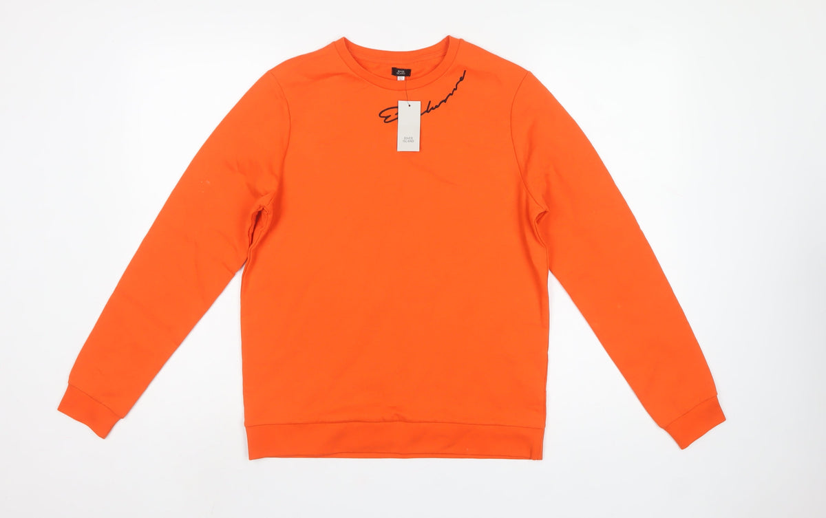 River Island Boys Orange Logo Sweatshirt 13-14 Years Crew Neck NWT